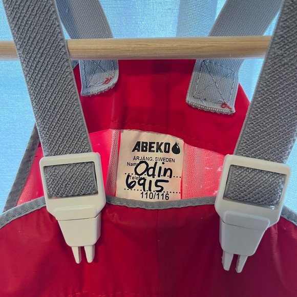 Swedish ABEKO kids rain overalls in Red, size 110/116 (5-6y) - Picture 1 of 5